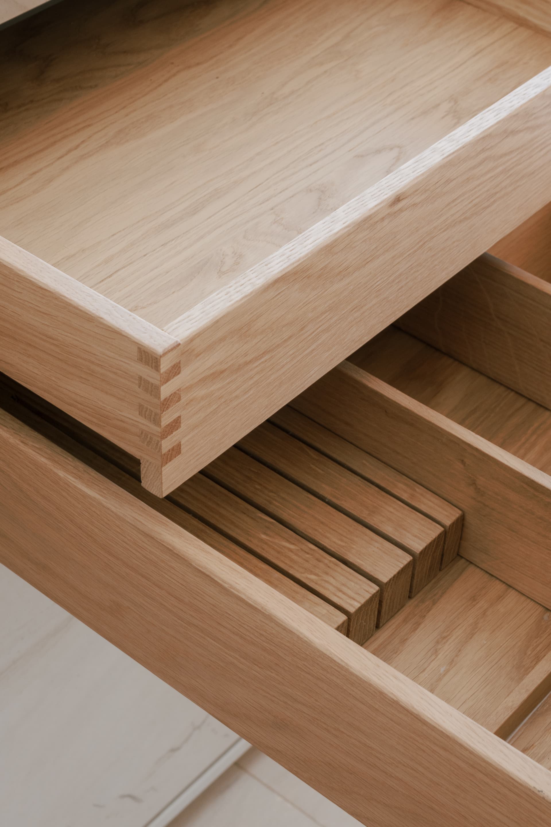 View of the hallway with custom wood flooring.