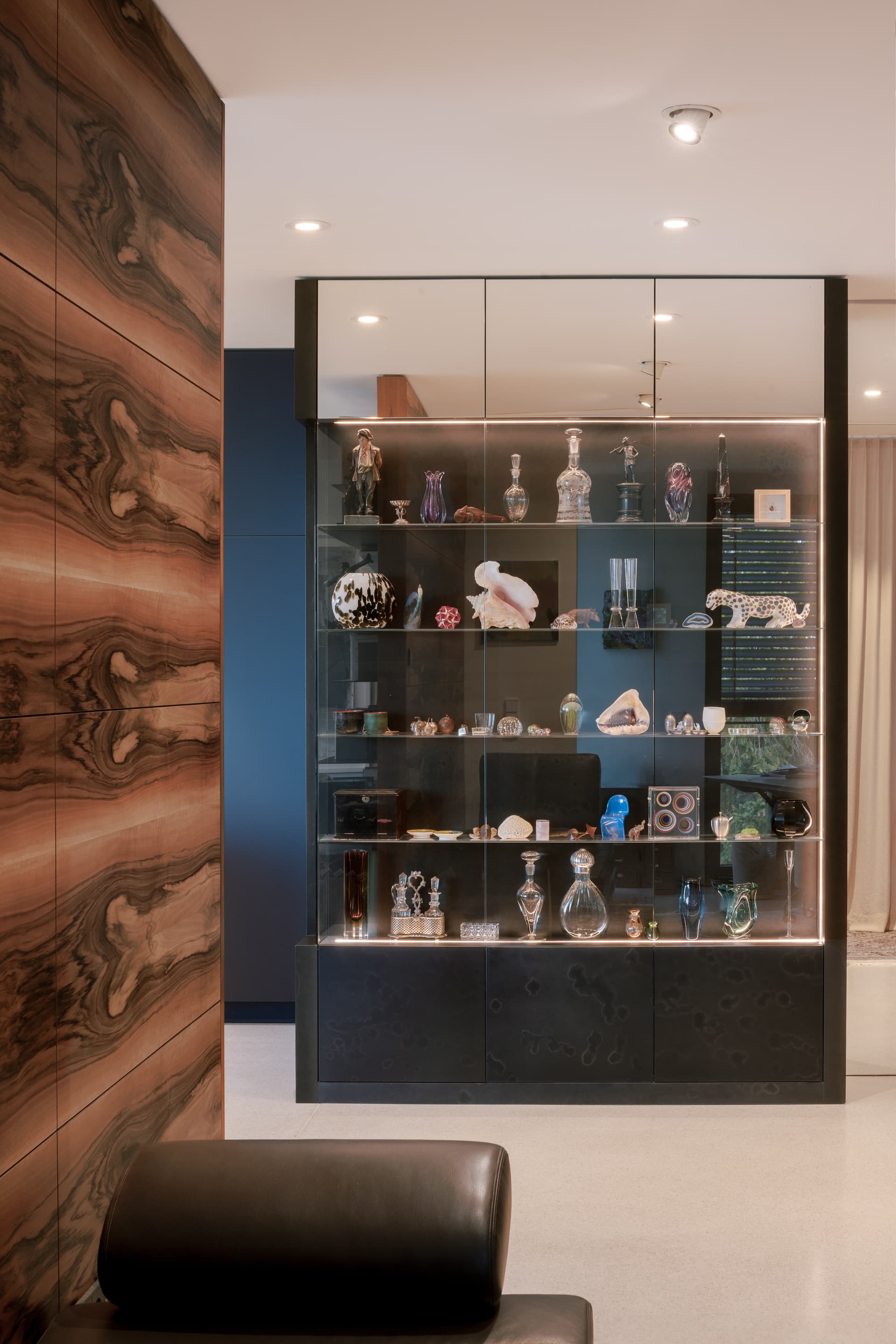 Custom wooden staircase detail.