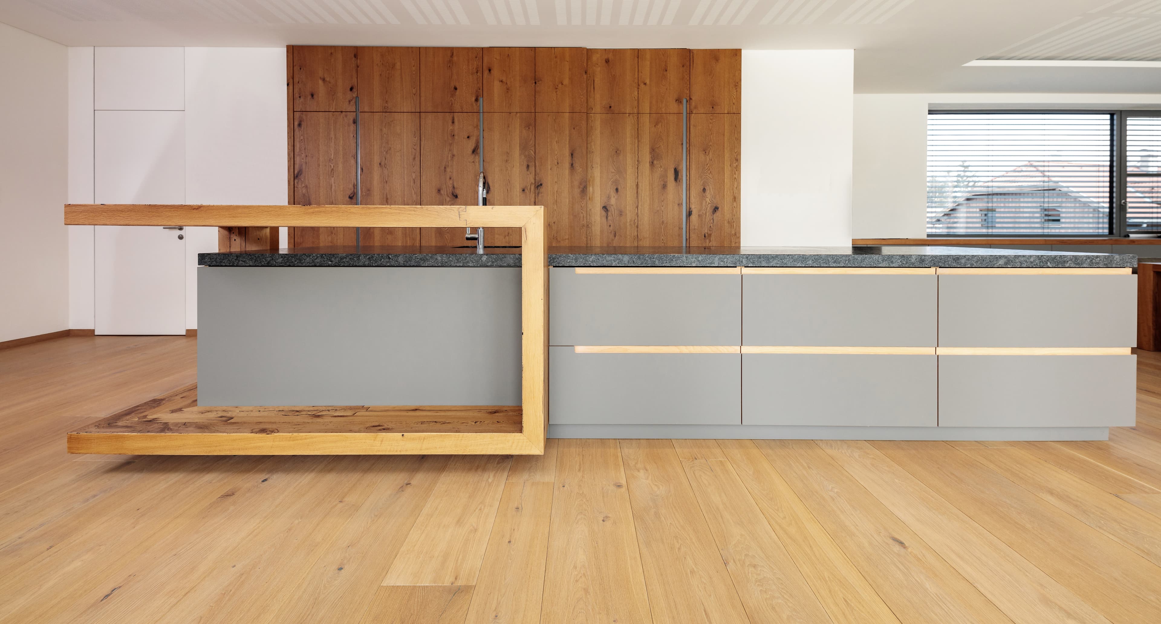 Modern wooden kitchen interior